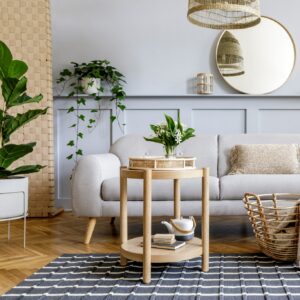 Sofa putih scandinavian untuk ruang keluarga
